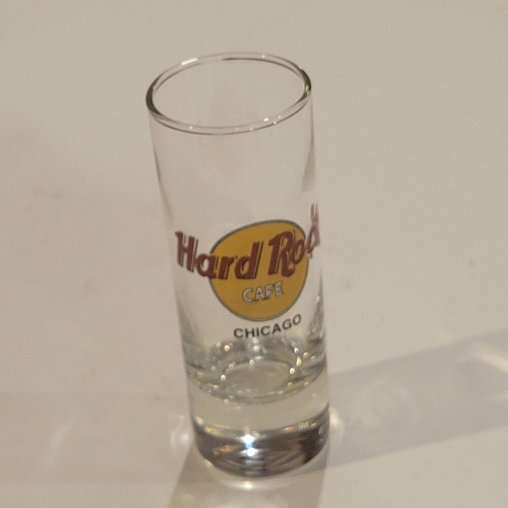 Hard Rock Cafe Chicago Shot Glass Black letters. Perfect shape, display item